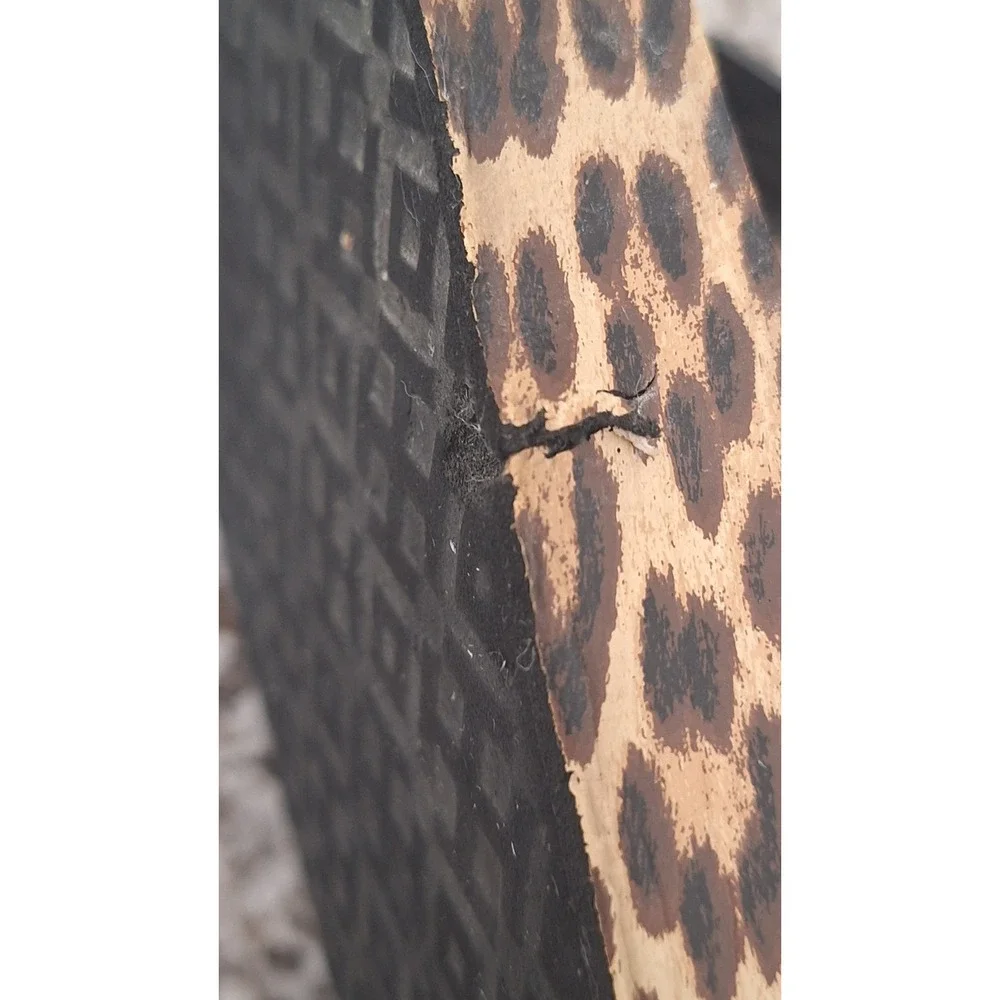 Tory Burch Leopard Print Wedge Platform Flip Flops Studded Black Straps Size 9.5